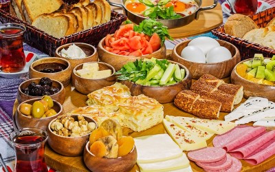 Antik havan doğal ürünler, kahvaltı ve yemekler